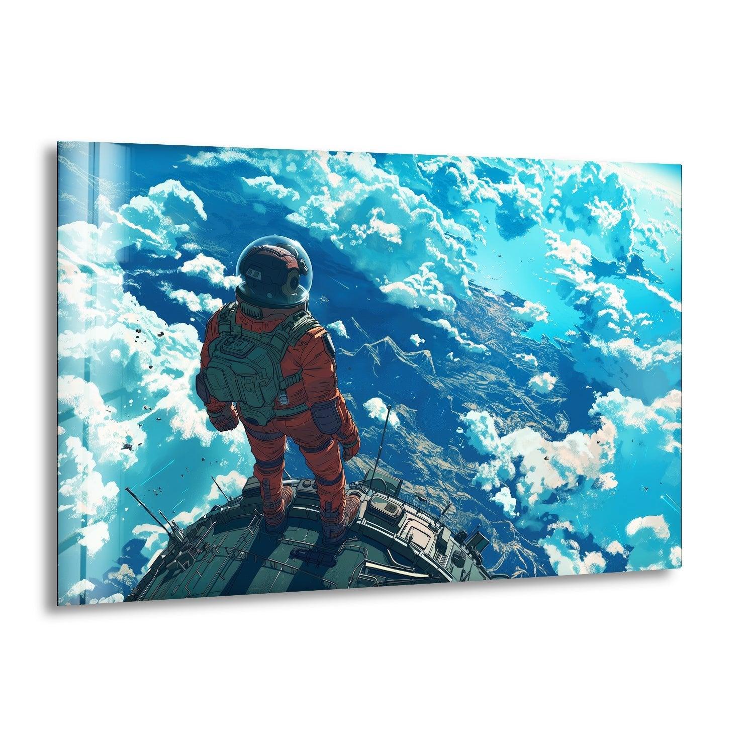 Space Explorer Glass Wall Art - Modern Celestial Decor for Living Room, Bedroom & Office - Perfect for Astronomy Lovers & Sci-Fi Fans