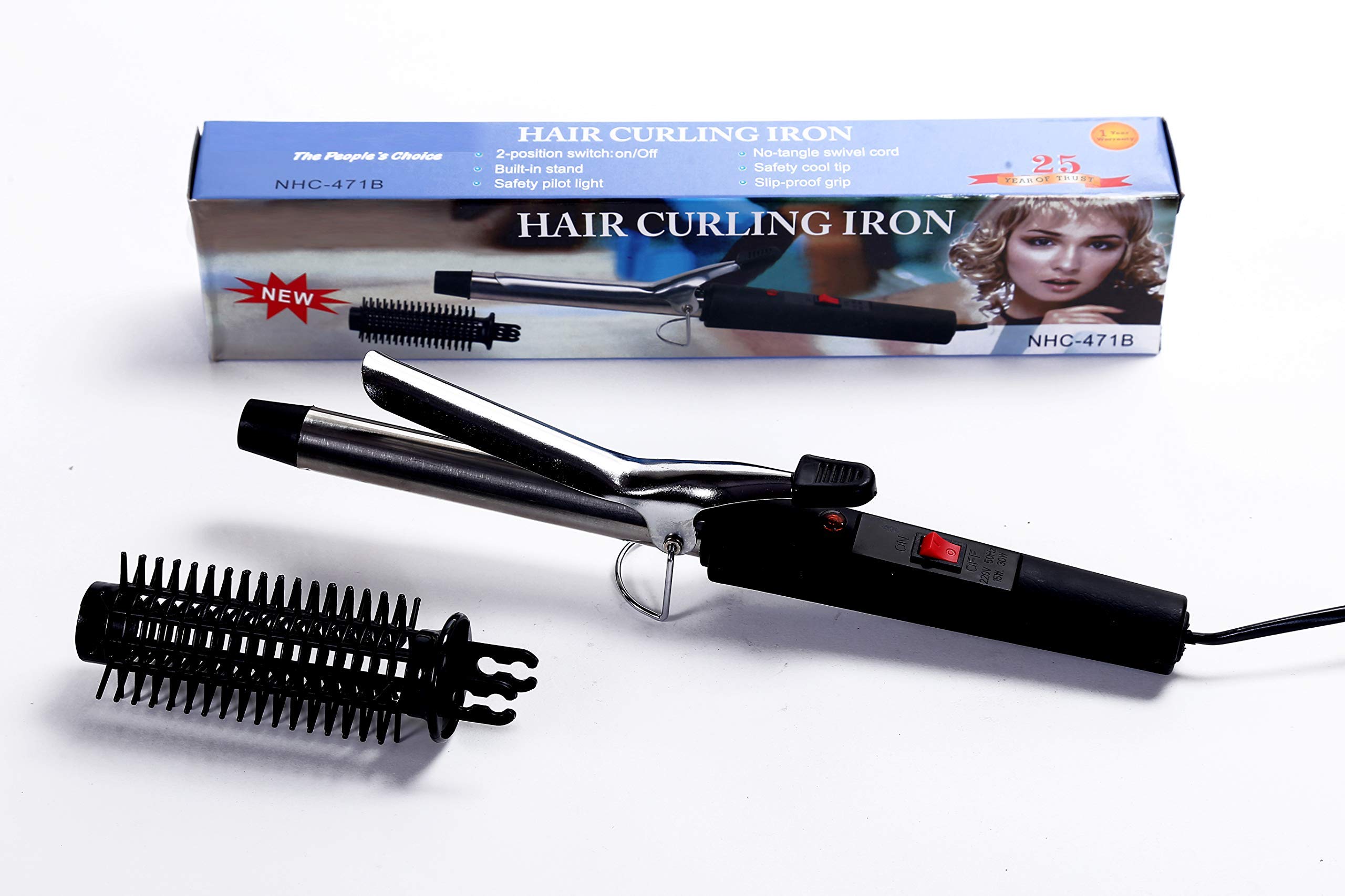 Professional Electric Hair Curler Machine for Women - Black & Silver Hair Curling Iron with Rollers for Salon-Quality Styling at Home or On-the-Go