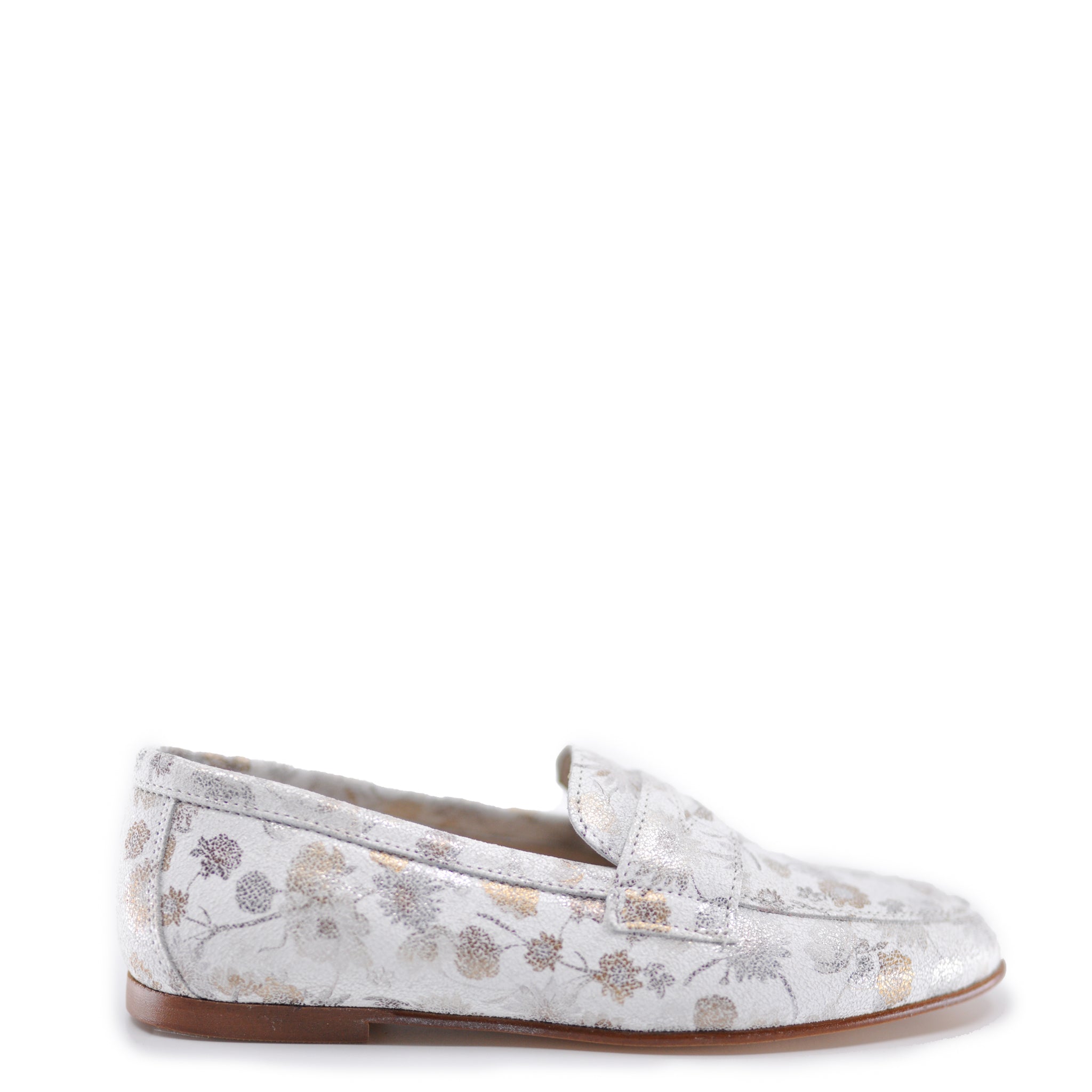 Hoo Floral Metallic Leather Penny Slip-On Loafers - Comfortable Women's Casual Shoes for Work, Travel & Everyday Wear