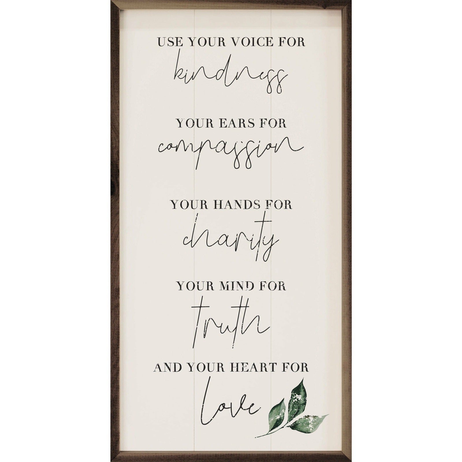 Kindness & Compassion Wood Framed Wall Art - Inspirational Home Decor for Living Room, Bedroom & Office - Motivational Quote Print for Gifts & Mindfulness Spaces