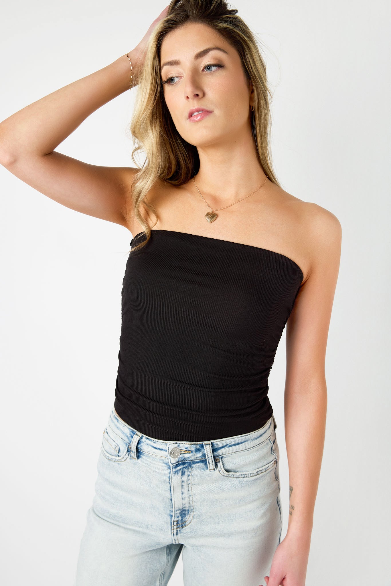 Stylish Ribbed Double Layer Ruched Tube Top for Women | Trendy Summer Crop Top | Perfect for Beach, Party & Casual Outfits