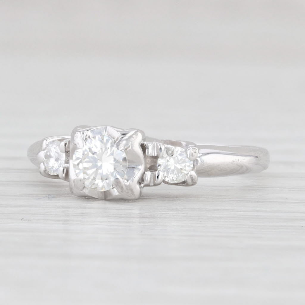 0.41ctw Round Cut Diamond Engagement Ring in 14k White Gold - Size 5.5 - Perfect for Proposals, Anniversaries & Special Occasions