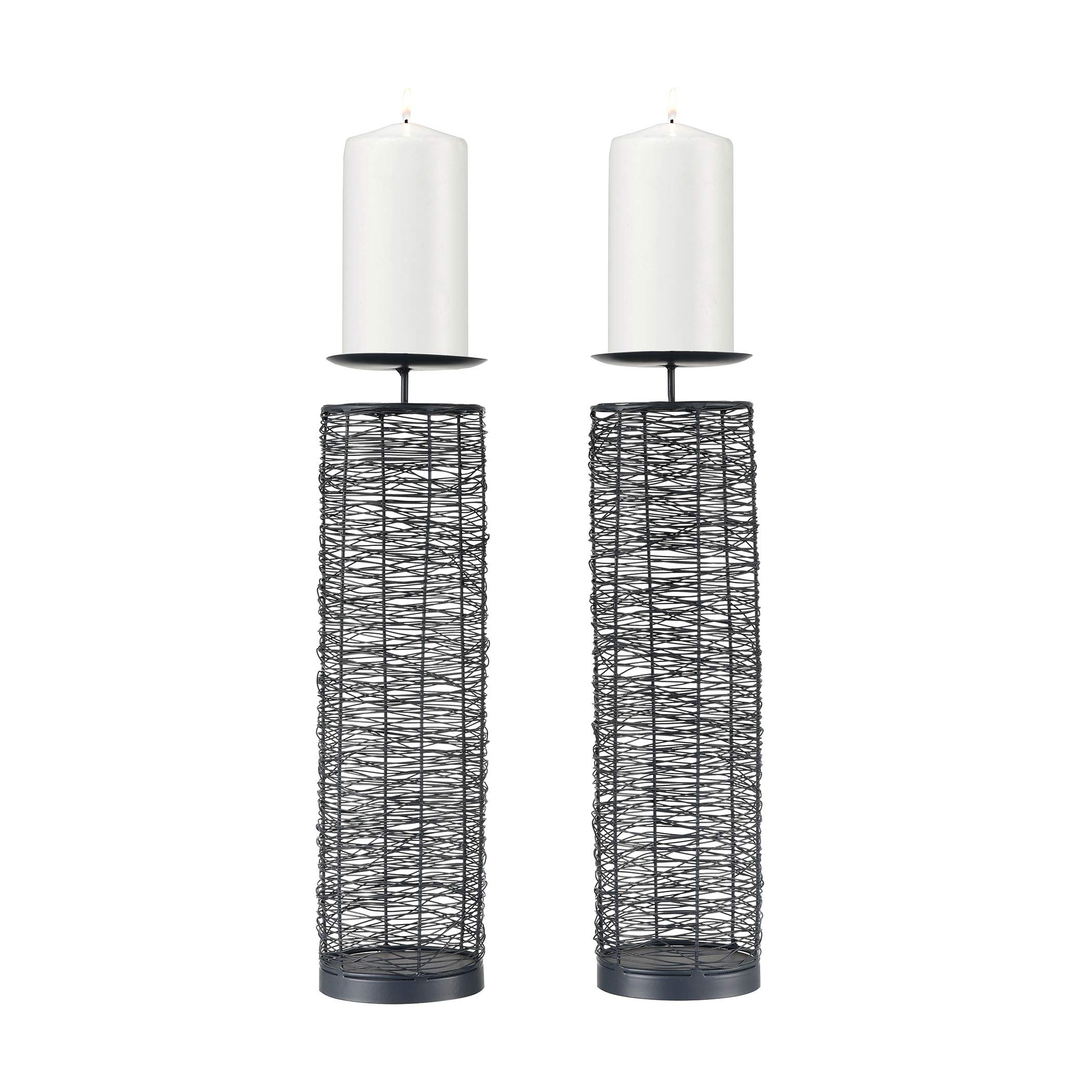 Elk Home Grey Electromagnetic Candle Holder - Elegant Flameless LED Candle Stand for Home Decor, Wedding Centerpieces & Romantic Ambiance