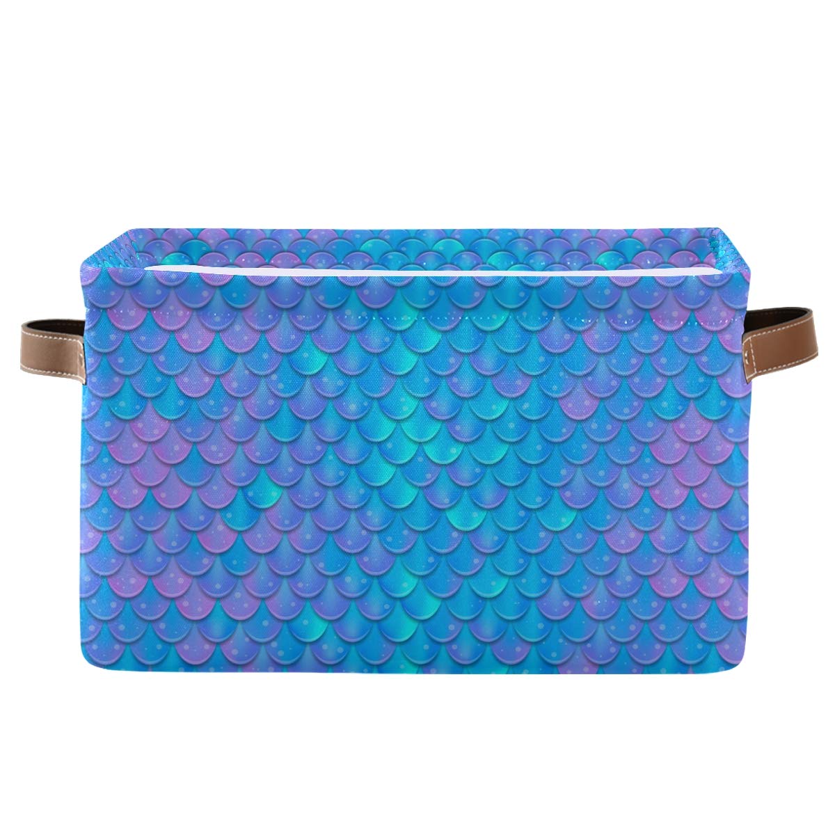 Blue Mermaid Storage Baskets - Collapsible Fabric Bin for Home & Bedroom Organization