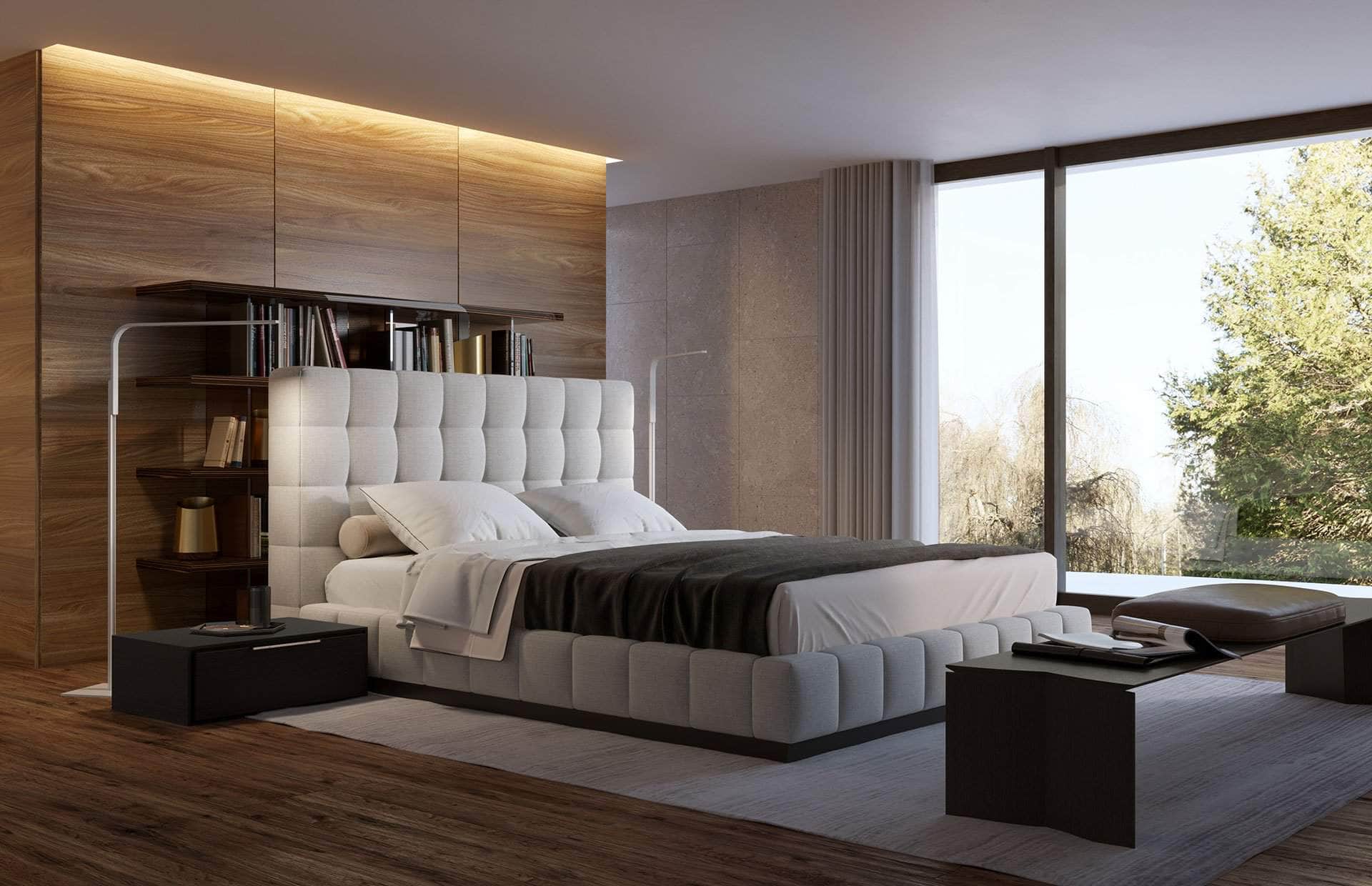 Thompson Square Tufted Fabric Platform Bed - Queen & King Size, Gray & Navy Blue - Modern Upholstered Bed Frame for Master Bedroom & Guest Room