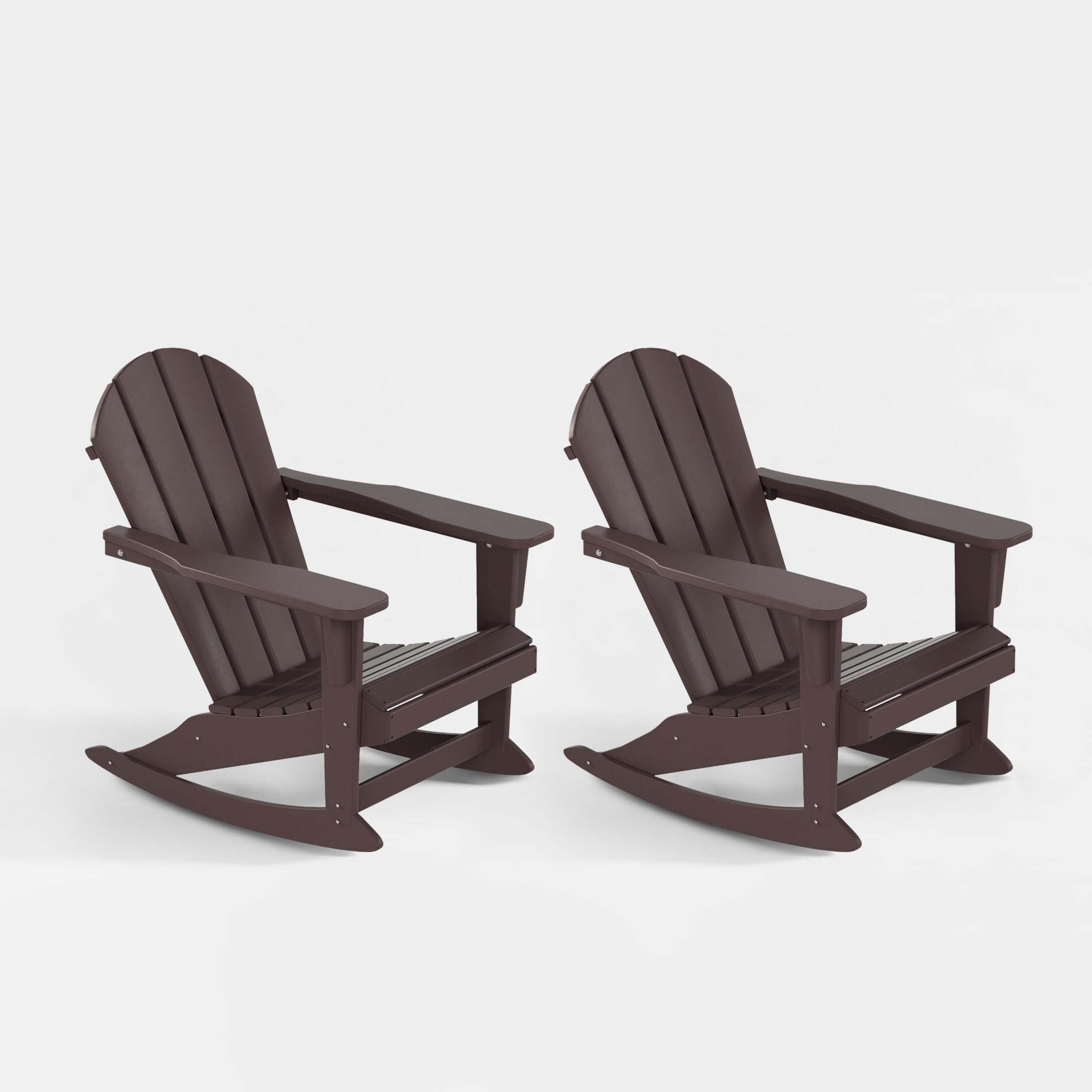 WestinTrends Malibu 2-Piece Outdoor Patio Adirondack Rocking Chair Set (2 Seater) - Durable Polywood Furniture in Dark Brown - Perfect for Backyard, Garden, and Poolside Relaxation