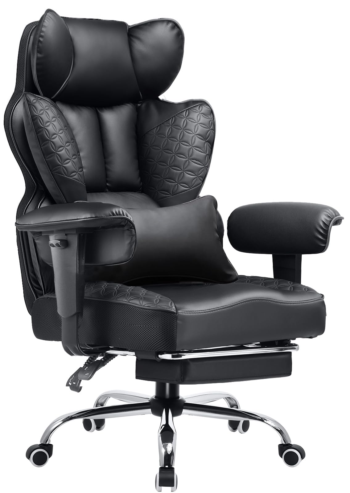 Premium Big and Tall Office Chair 400LBS Capacity - Ergonomic Gaming Chair with Adjustable Armrests, 150° Reclining, Foot Rest & Lumbar Support - Heavy Duty Executive Chair for Home Office, Gaming Setup and Workspace Comfort