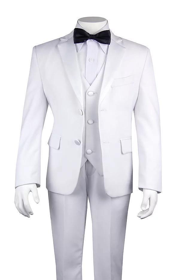 Classic White 5-Piece Boys Tuxedo Suit Set - Formal Attire for Weddings, Prom & Special Occasions