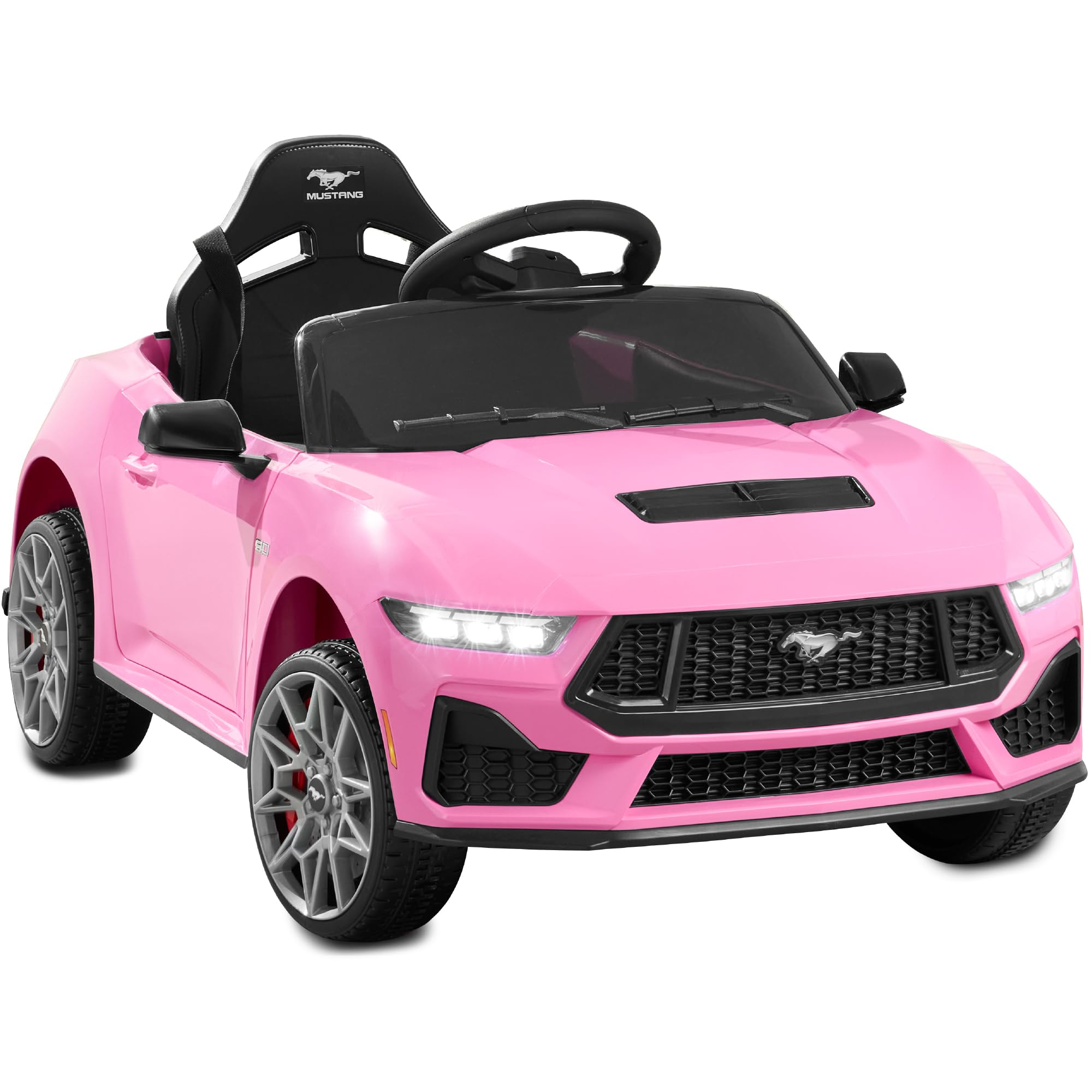 Best Choice Products 12V Electric Ride-On Car for Kids - Officially Licensed Ford Mustang with Parent Remote Control, LED Lights, 2 Speed Modes & Bluetooth - Pink | Perfect for Birthday Gifts, Outdoor Play & Pretend Driving Fun