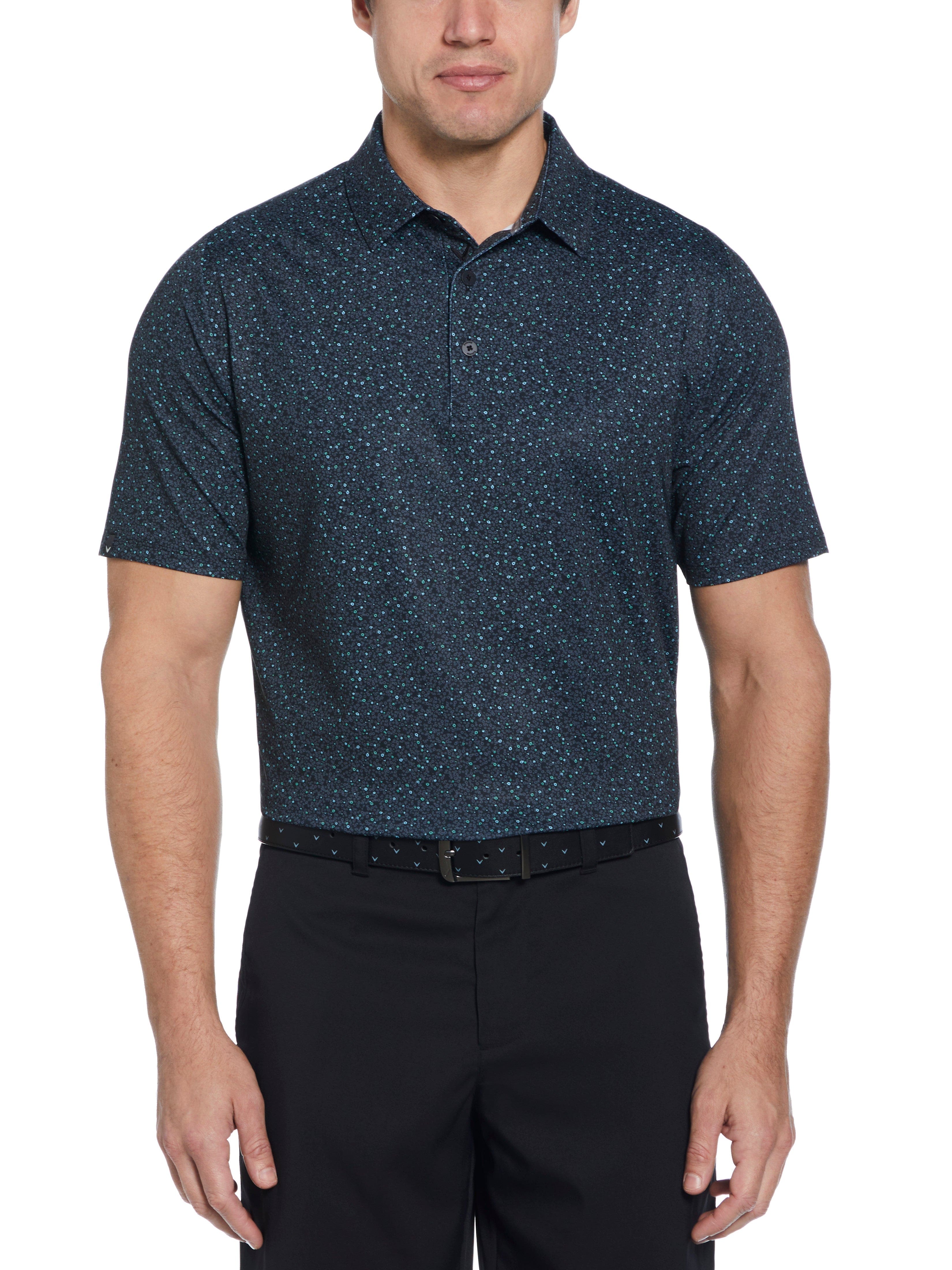 Men's Stylish Micro Floral Print Polo Shirt - Breathable Comfort Fit for Casual Wear, Golf & Summer Outings