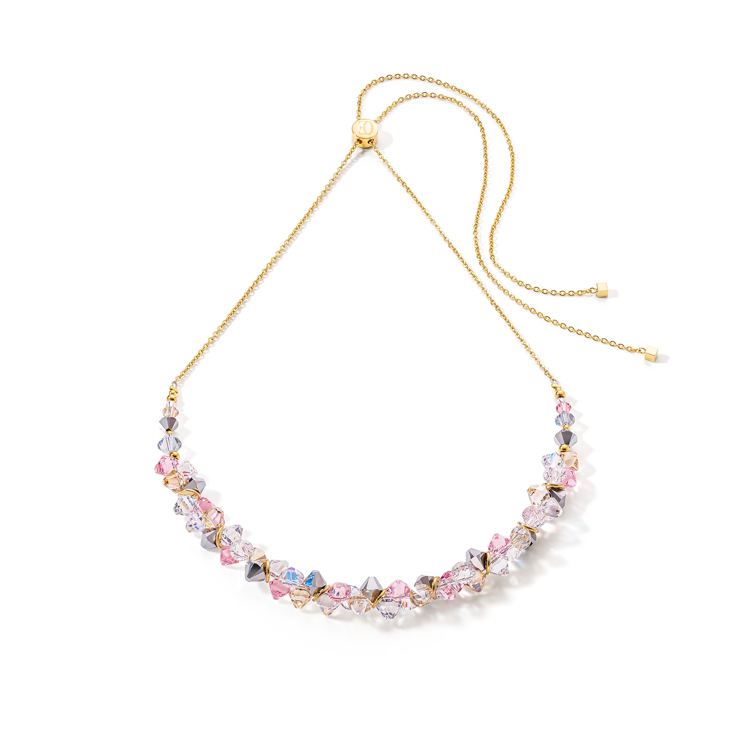 Elegant Gold Rose Crystal Pendant Necklace for Women - Sparkling Dance of Light Jewelry Gift for Party, Wedding & Evening Wear