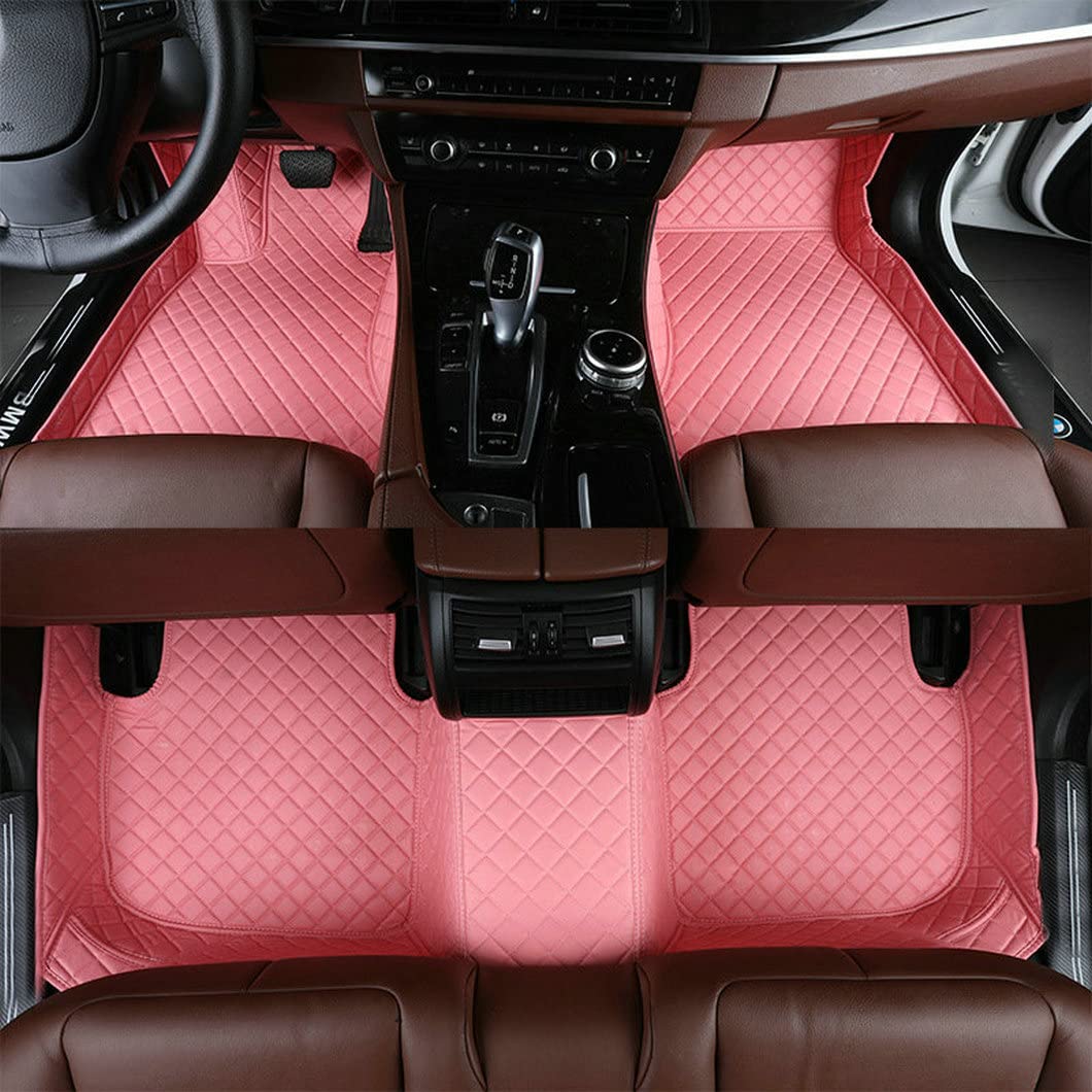 Custom Fit All-Weather Non-Slip Leather Car Floor Mats for Chrysler 300 (2005-2022 Models) | Perfect for Chrysler 300 Touring 2020-2022 | Waterproof & Durable Floor Liners | Ideal for Daily Commute, Road Trips & Family Protection (Pink)