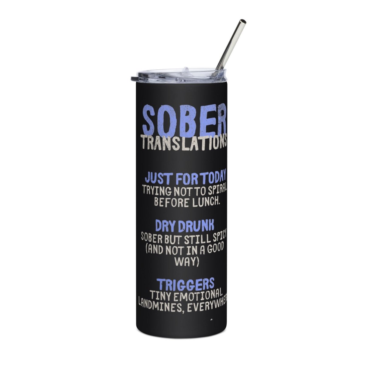 Sober Translations Vol. 2 - 20 oz Insulated Stainless Steel Tumbler with Lid and Straw - Perfect for Coffee, Tea & Cold Drinks at Home, Office or Gym