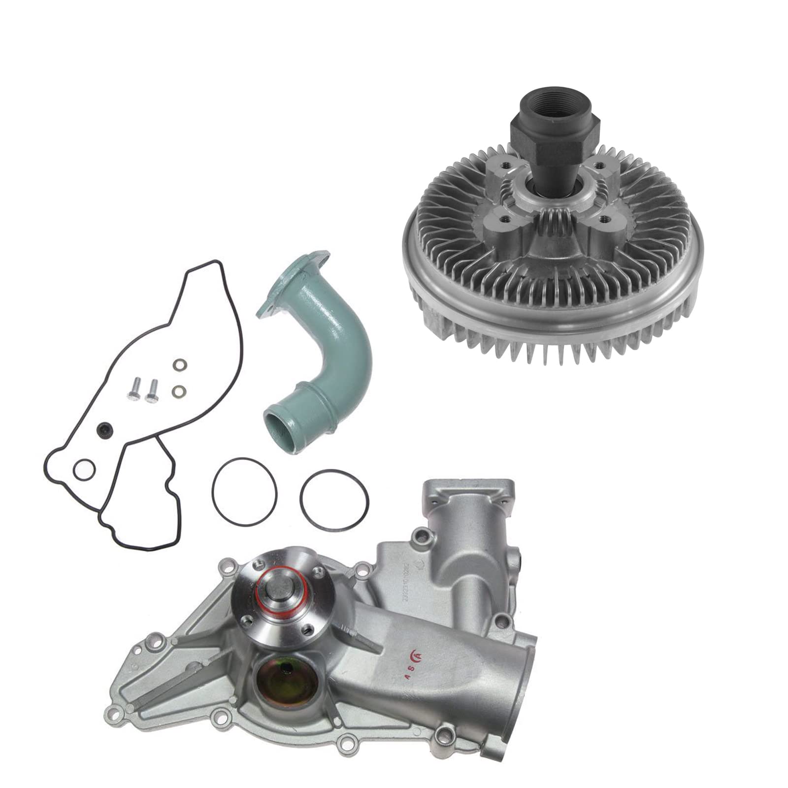 TRQ Radiator Cooling Fan Clutch & Water Pump Replacement Kit for Ford 7.3L Power Stroke Turbo Diesel Engines - Perfect for F-250, F-350, Excursion & E-Series Van Cooling System Maintenance & Repair