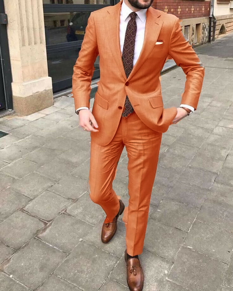 Stylish Orange Prom Suits for Men | 2-Piece Formal Dress Suit Outfit | Perfect for Prom, Weddings & Special Occasions | CB3109
