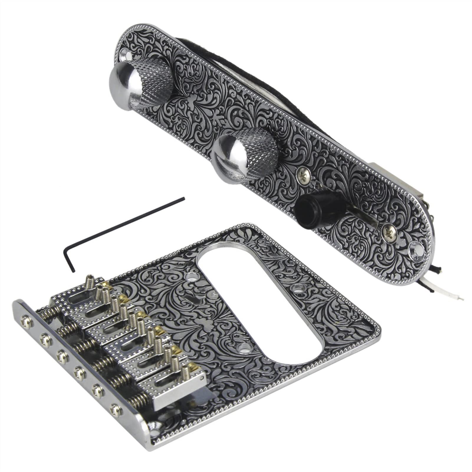 3 Way Wired Loaded Prewired Control Plate & Electric Guitar Bridge Set - Replacement Parts for TL Guitar Bridge | Perfect for DIY Guitar Repair & Upgrades