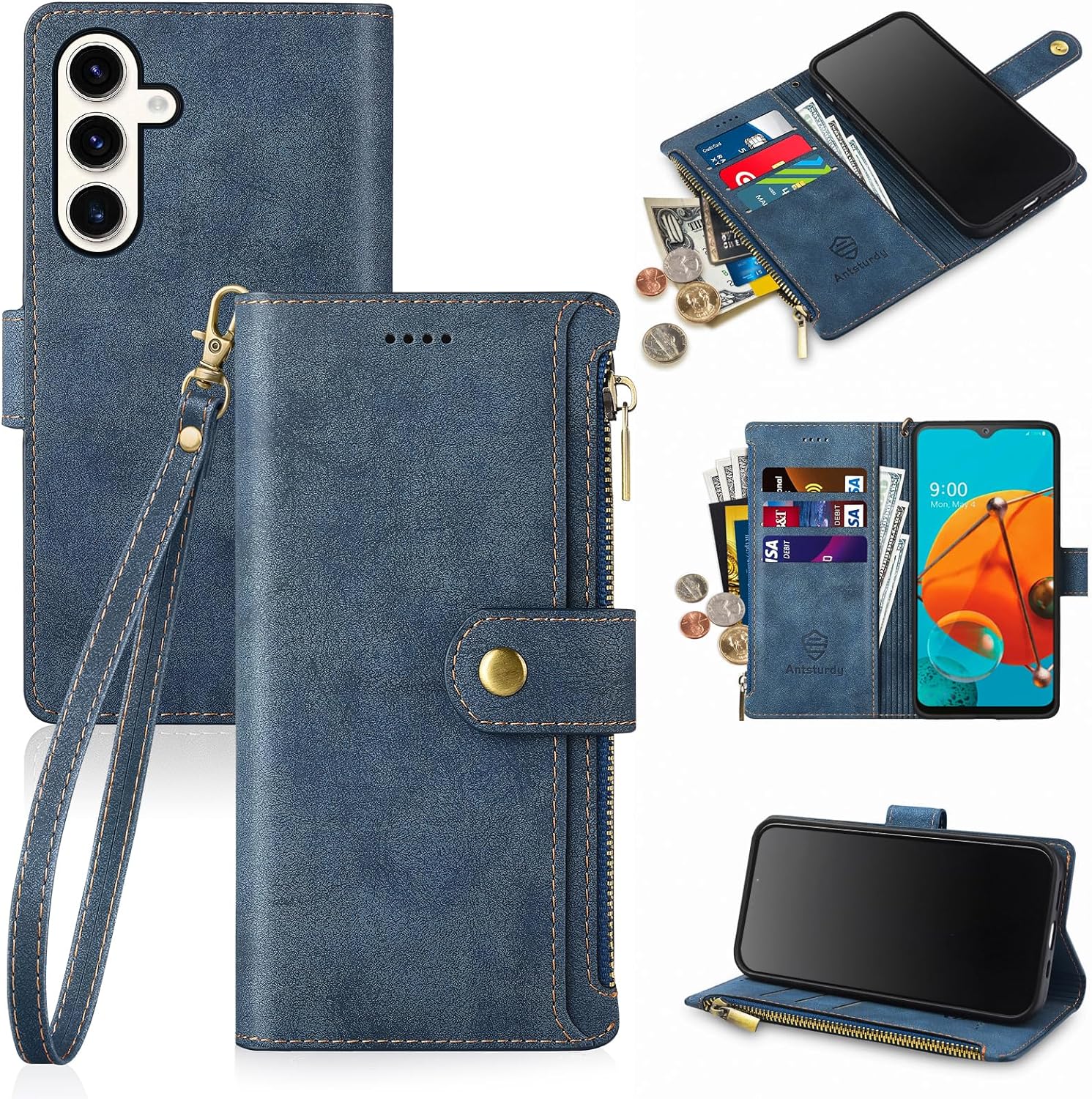 Samsung Galaxy S24 Plus Wallet Case with Credit Card Slots - Premium Leather Phone Cover with RFID Protection for Cards, ID & Cash (Wine Red) - Perfect for Work, Travel & Everyday Use