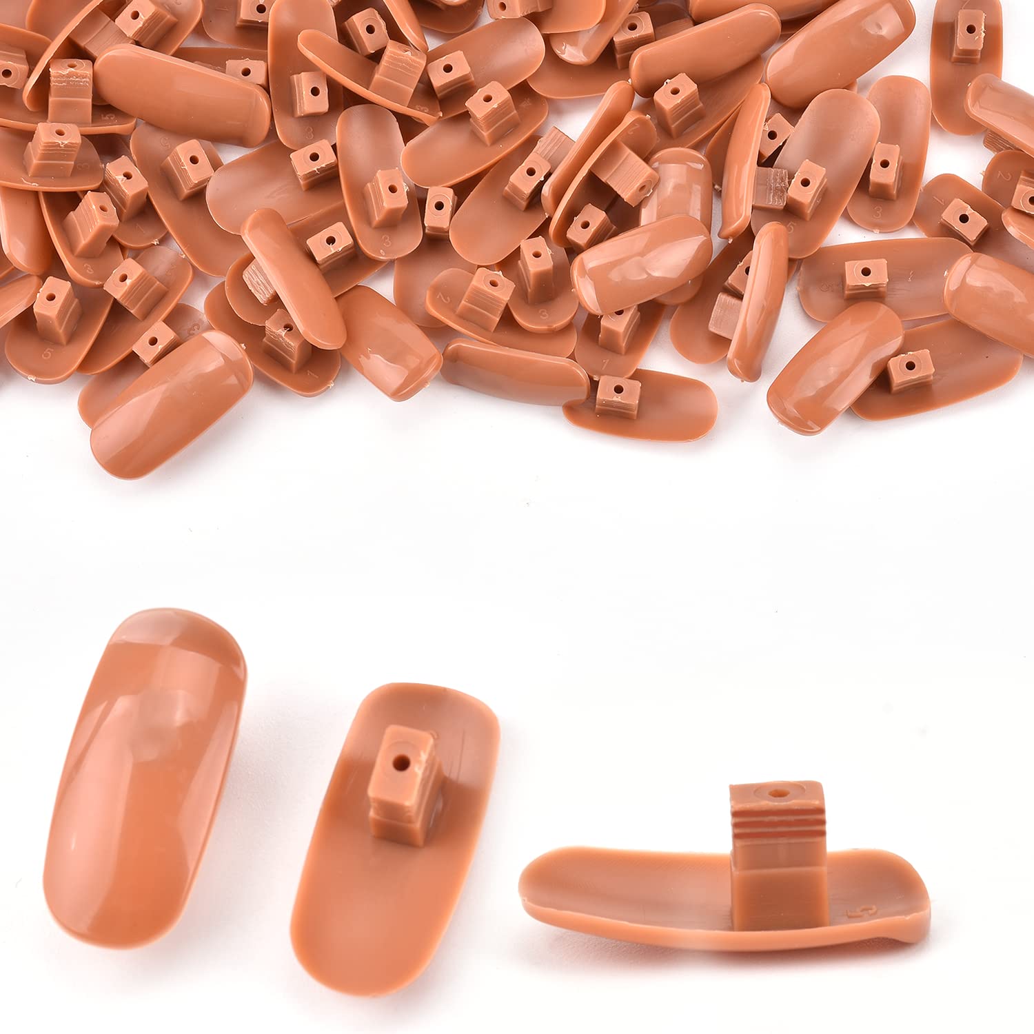 MEKK 200PCS Brown False Nail Tips for Nail Practice Hand - Refill Nail Tips for Manicure Training, DIY Nail Art & Professional Practice | Perfect for Nail Salons, Beauty Schools & Home Use