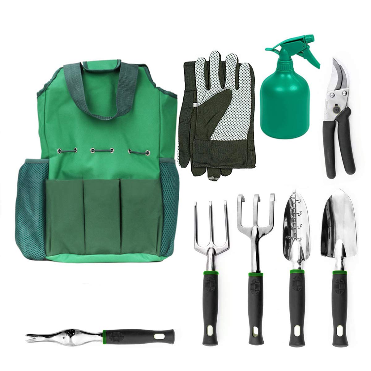 9-Piece Heavy Duty Garden Tool Set for Outdoor Gardening - Durable Stainless Steel Shovel, Rake, Pruner & More - Perfect Gardening Gifts for Women & Men - Ideal for Lawn Care, Planting, Weeding & Landscaping
