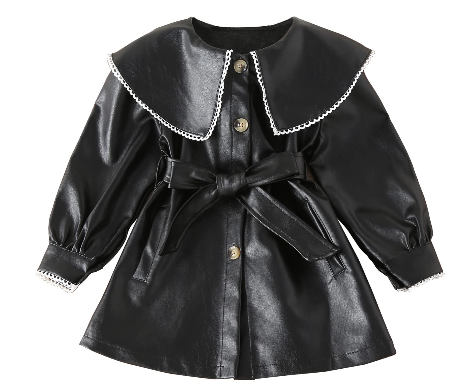 Happy Cherry Baby Girl Faux Leather Motorcycle Jacket - Cute Ruffle PU Coat for Toddlers 1-5 Years | Spring & Fall Outerwear for Photo Shoots, Parties & Outdoor Play