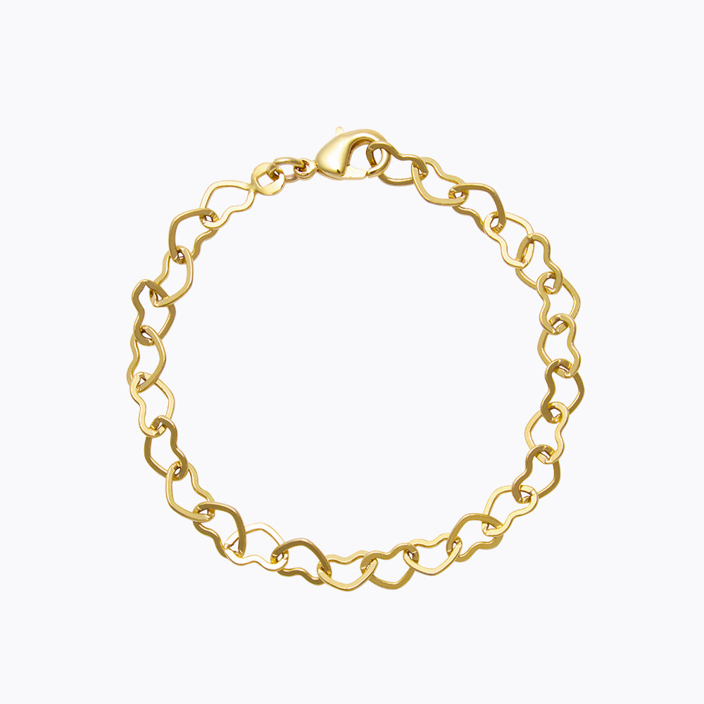 Heart Chain Bracelet for Women - Dainty Gold Plated Love Link Bracelet - Romantic Jewelry Gift for Her - Perfect for Valentine's Day, Anniversary & Date Night
