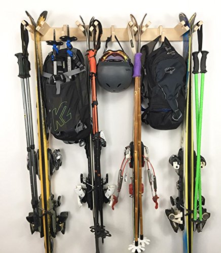Apres Vertical Ski Storage Rack - Holds 4 Pairs of Skis & Poles | Wall Mounted Space Saving Ski Organizer for Garage, Mudroom or Ski Lodge | Durable Ski Equipment Storage Solution