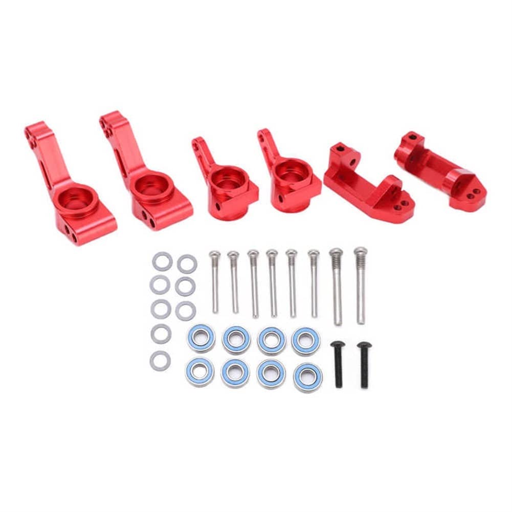 LYunce RC Car Front C Seat - Heavy Duty Steering Blocks & Cup Blocks for Traxxas Slash 2WD 1/10 Scale Off-Road Vehicle (Red) - Perfect for Racing, Bashing & Off-Road RC Adventures