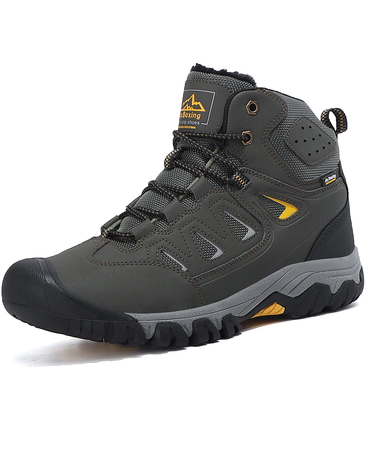 AX BOXING Men's Snow Boots - Winter Hiking Shoes with Warm Lace-Up Design, Non-Slip Outdoor Boots for Snow Walking, Trail Trekking & Cold Weather Adventures