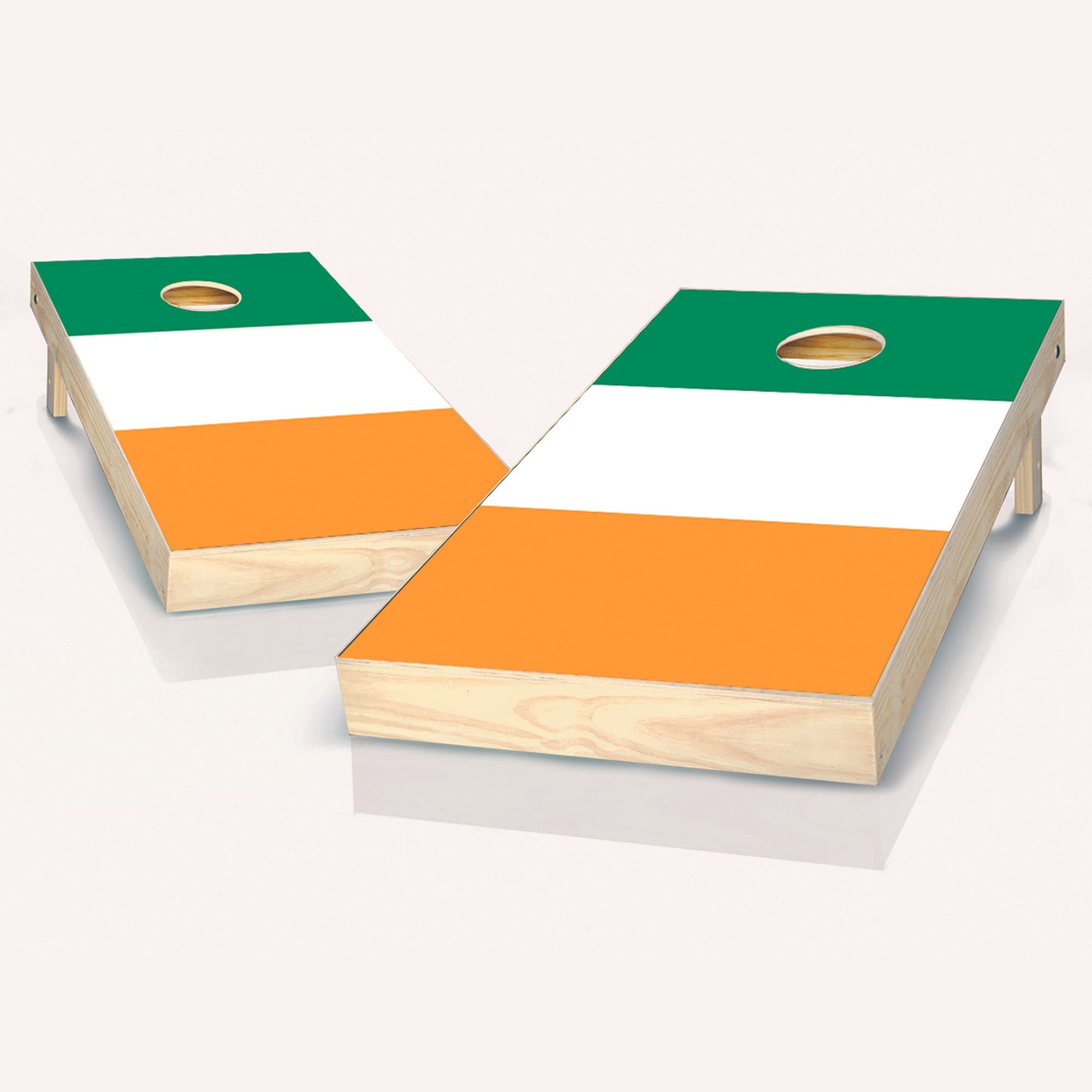 Skip's Garage Irish Flag Cornhole Boards Set - 2 Boards & 8 Bean Bags with Accessories - Premium Outdoor Lawn Game for Parties, Tailgating, and Backyard Fun
