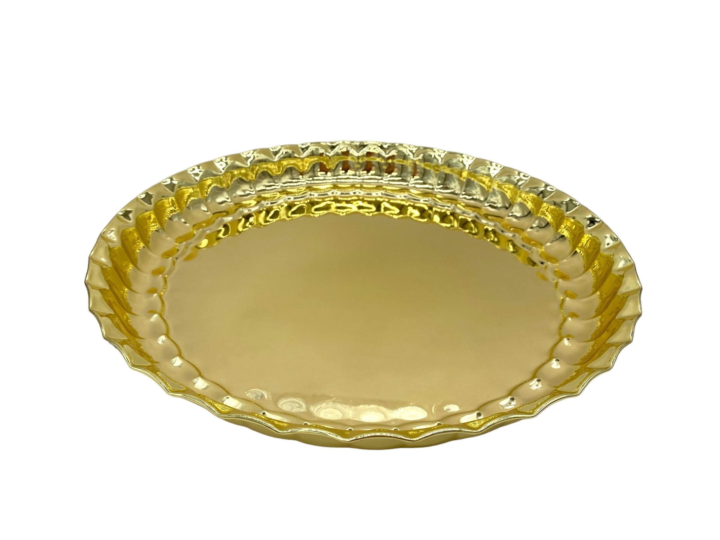 13.75x2 Inch Round Gold Serving Tray - Elegant Party Platter for Appetizers, Desserts & Entertaining