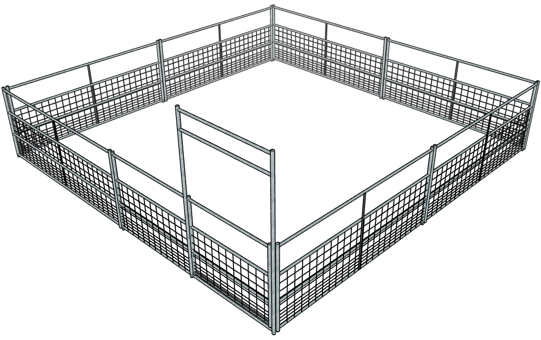 20 Ft x 20 Ft Galvanized Steel 4-Rail Horse Stall Kit with Heavy Duty Mesh - Durable Stable Fencing for Pastures, Arenas & Barns
