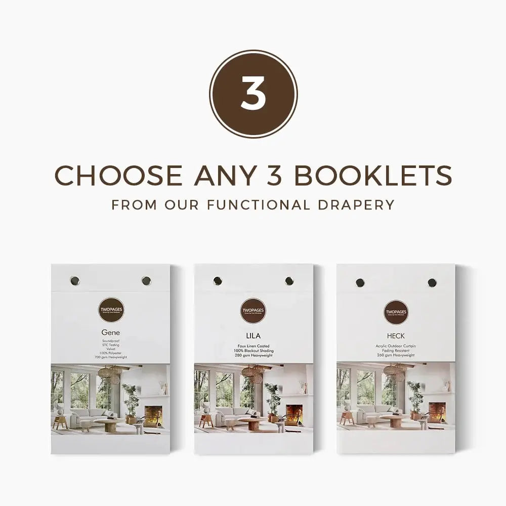 Customizable Functional Drapery Sample Booklets - Choose Any 3 for Home Decor & Interior Design Projects | Perfect for Curtain Selection, Window Treatment Ideas, and Fabric Swatch Matching