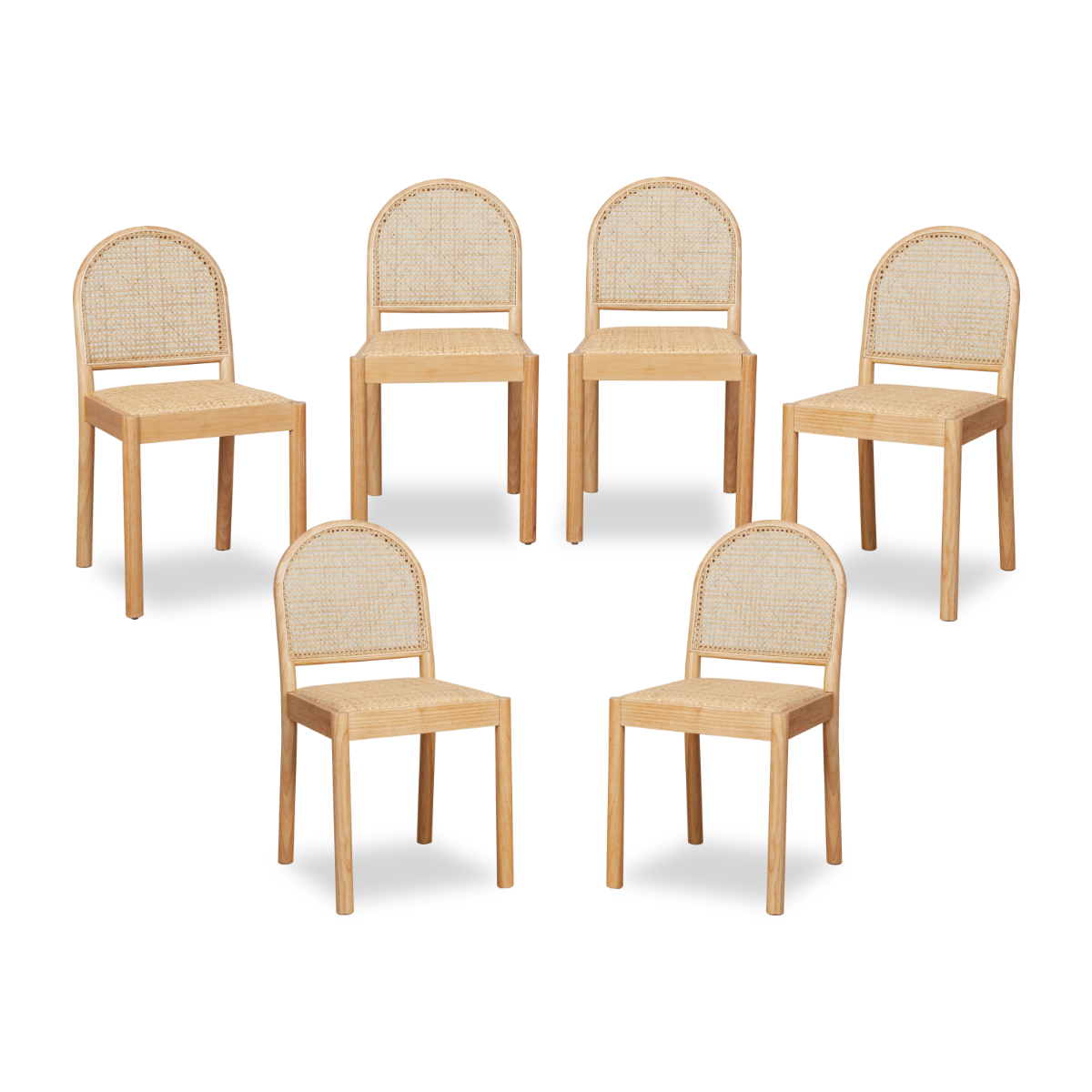 Mateo Natural Wood Dining Chairs - Set of 6 Modern Kitchen Chairs for Dining Room, Breakfast Nook & Home Decor | Sturdy & Comfortable Seating Solution
