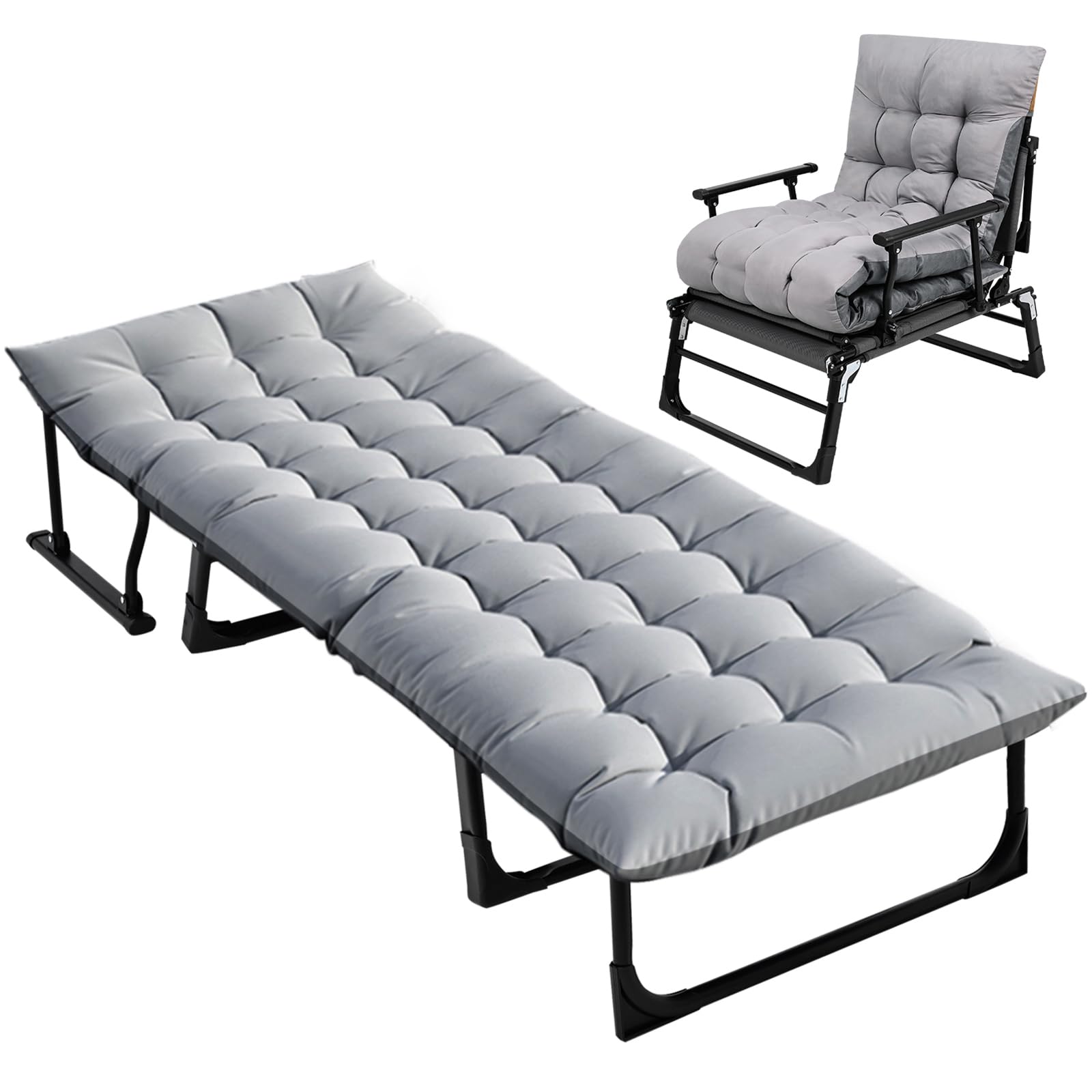 DoCred Rollaway Guest Bed Cot - Foldable Metal Platform Bed Frame, Twin Size Fold Up Bed for Adults - Perfect for Bedroom, Office & Guest Room Use