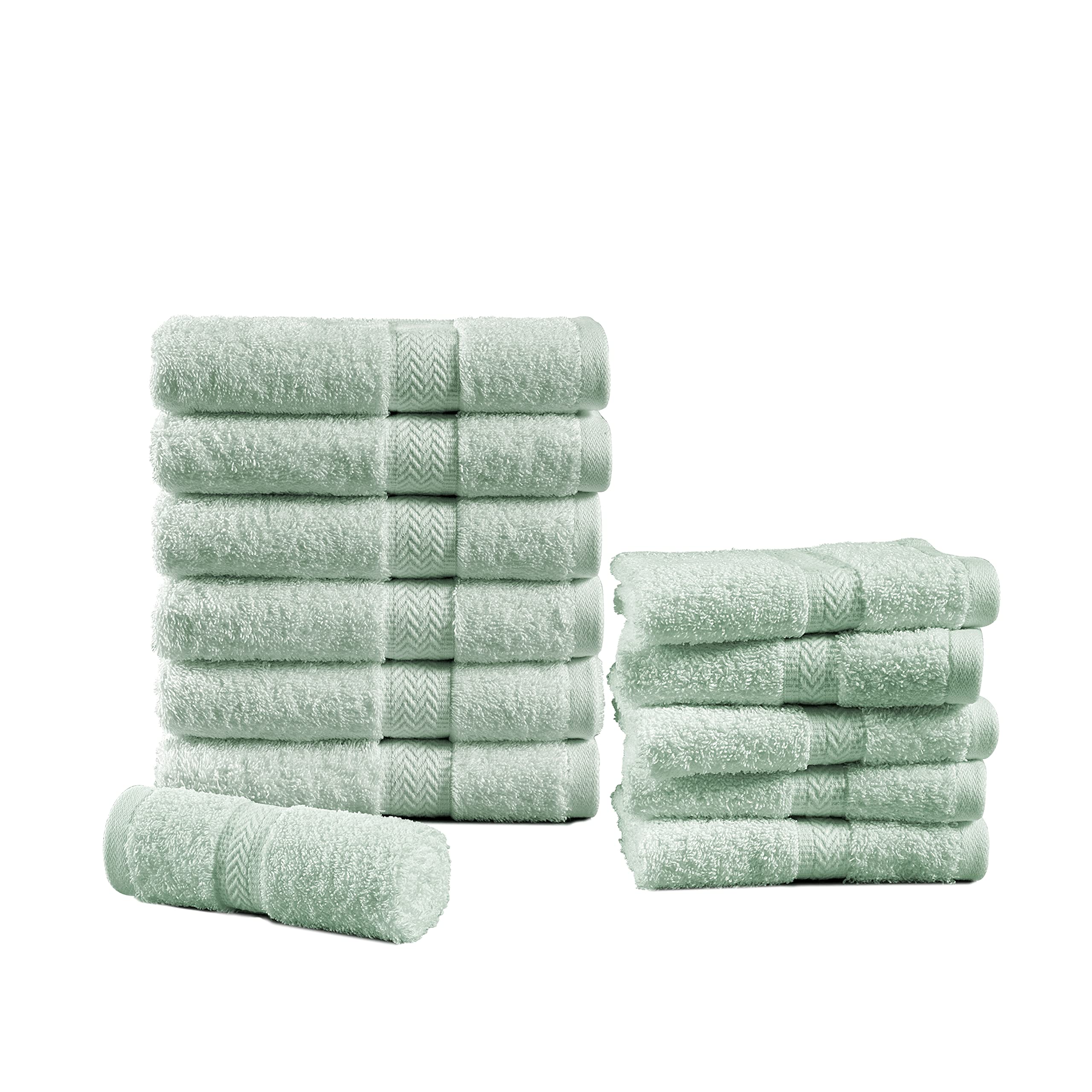 12-Pack Premium 600 GSM Bath Towel Set (6 Hand Towels + 6 Washcloths) - Ultra Soft 100% Combed Cotton, Highly Absorbent & Quick-Drying - Perfect for Bathroom, Spa, Gym & Guest Use - Blue Luxury Towel Collection