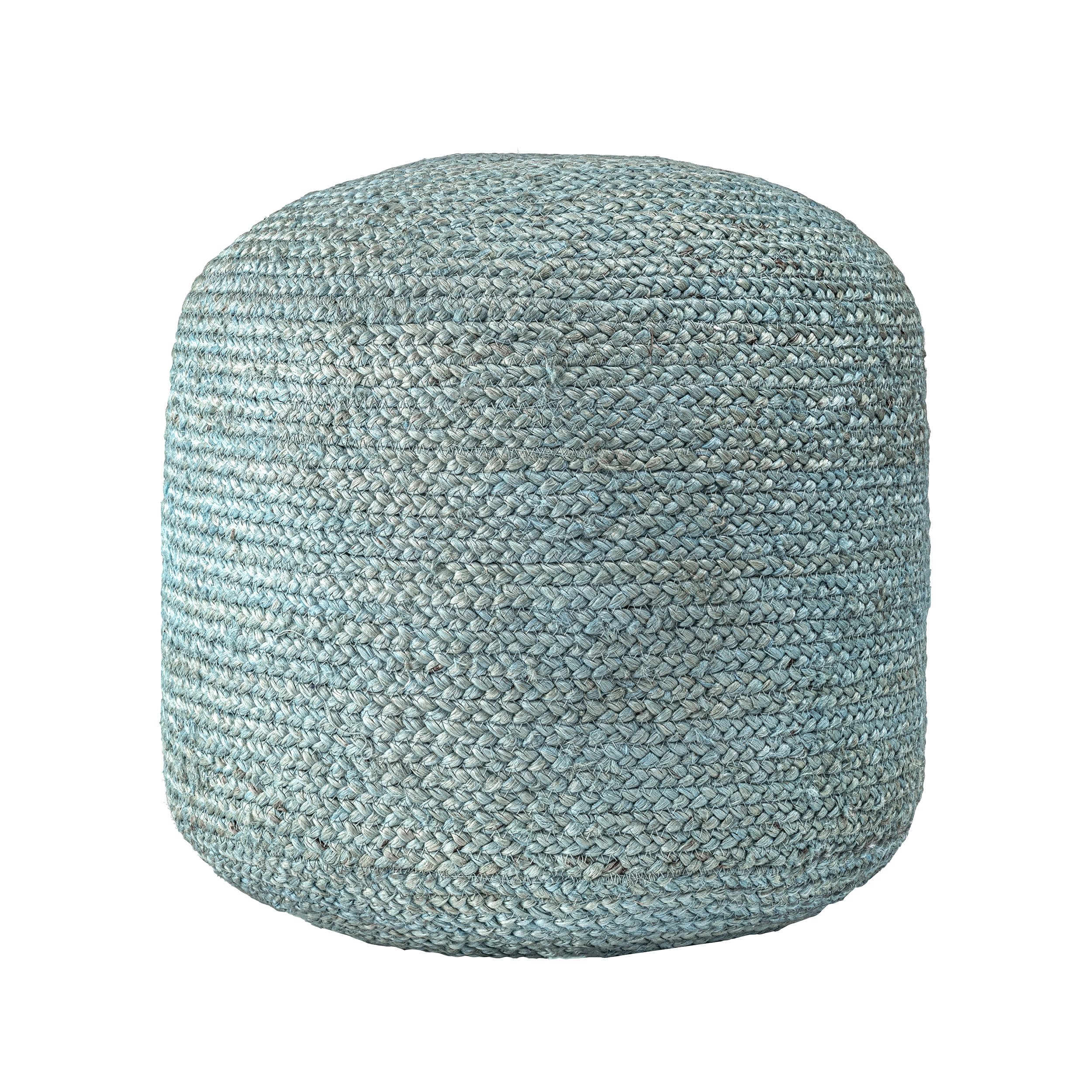 Braided Jute Cable Pouf Ottoman - Natural Green Handwoven Round Footstool for Living Room, Bedroom & Outdoor Use