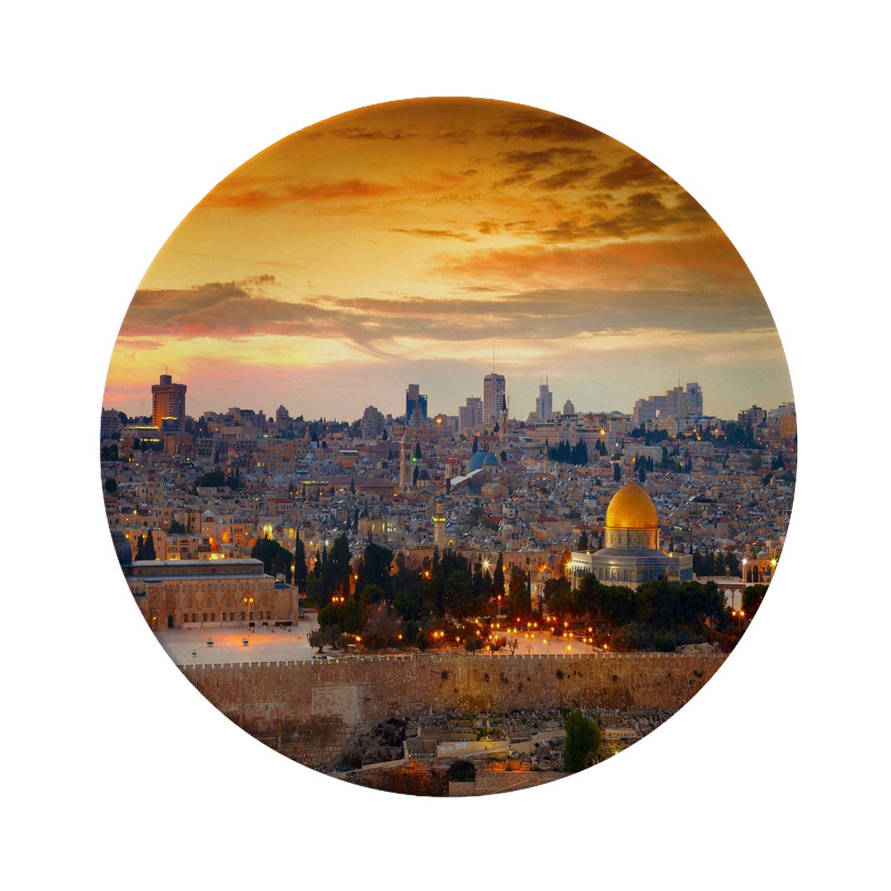 Elegant 10-Inch Porcelain Dinner Plates with Jerusalem Old City View - Perfect for Appetizers, Desserts, Salads & Snacks - Ideal for Dinner Parties, Holiday Meals & Home Decor