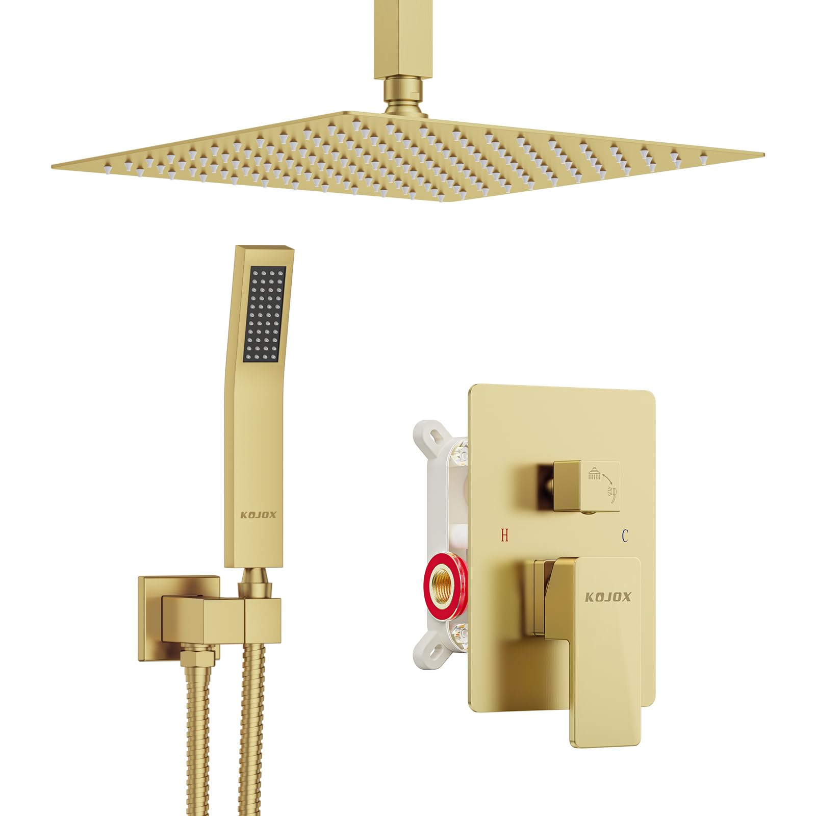 12 Inch Ceiling Rain Shower System with Handheld Spray - Complete Bathroom Shower Faucet Set with Valve Combo - Perfect for Spa-Like Luxury Shower Experience in Master Bathrooms