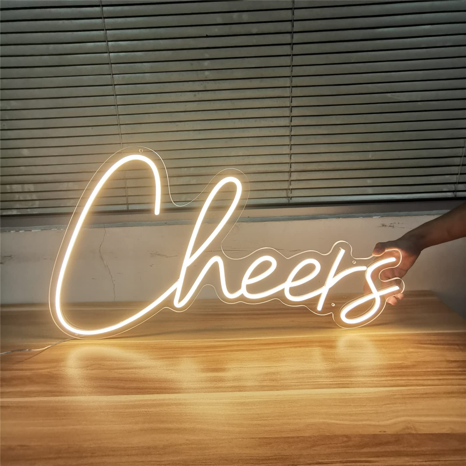 Cheers Neon Sign Light - 16x9in (40x22cm) Warm White LED Wall Decor for Home, Bar, Kid's Room, Party & Wedding | Perfect for Bedroom, Night Light & Gift Ideas