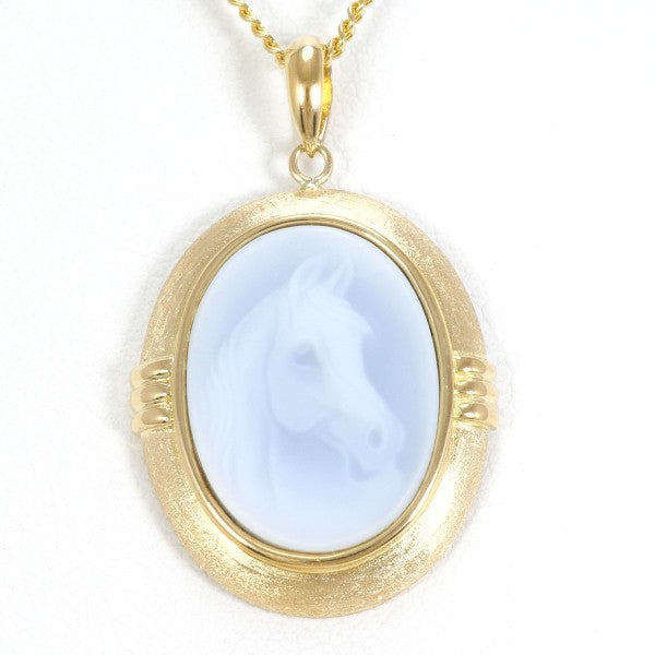 18K Yellow Gold Cameo Necklace with Genuine Stone - Elegant Vintage Jewelry for Women, Perfect for Weddings, Anniversaries & Special Occasions