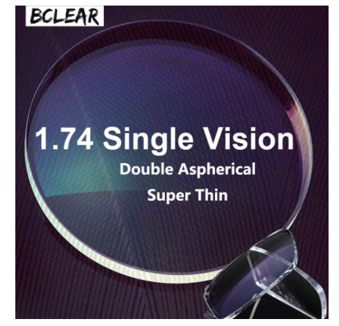 BCLEAR 1.74 High Index Ultra-Thin Double Aspheric Single Vision Clear Lenses for Glasses - Perfect for Myopia, Hyperopia & Daily Vision Correction