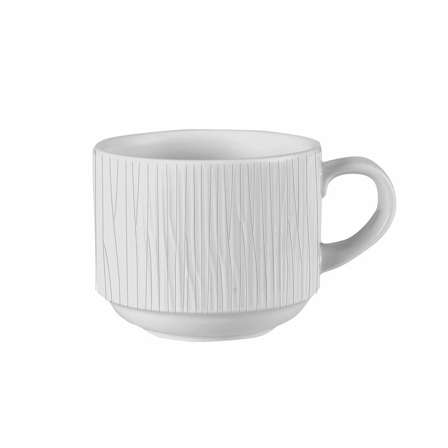 Churchill Bamboo 8 Oz Stacking Cups - Eco-Friendly Reusable Coffee & Tea Cups, White (12-Pack) | Perfect for Office, Camping & Home Use