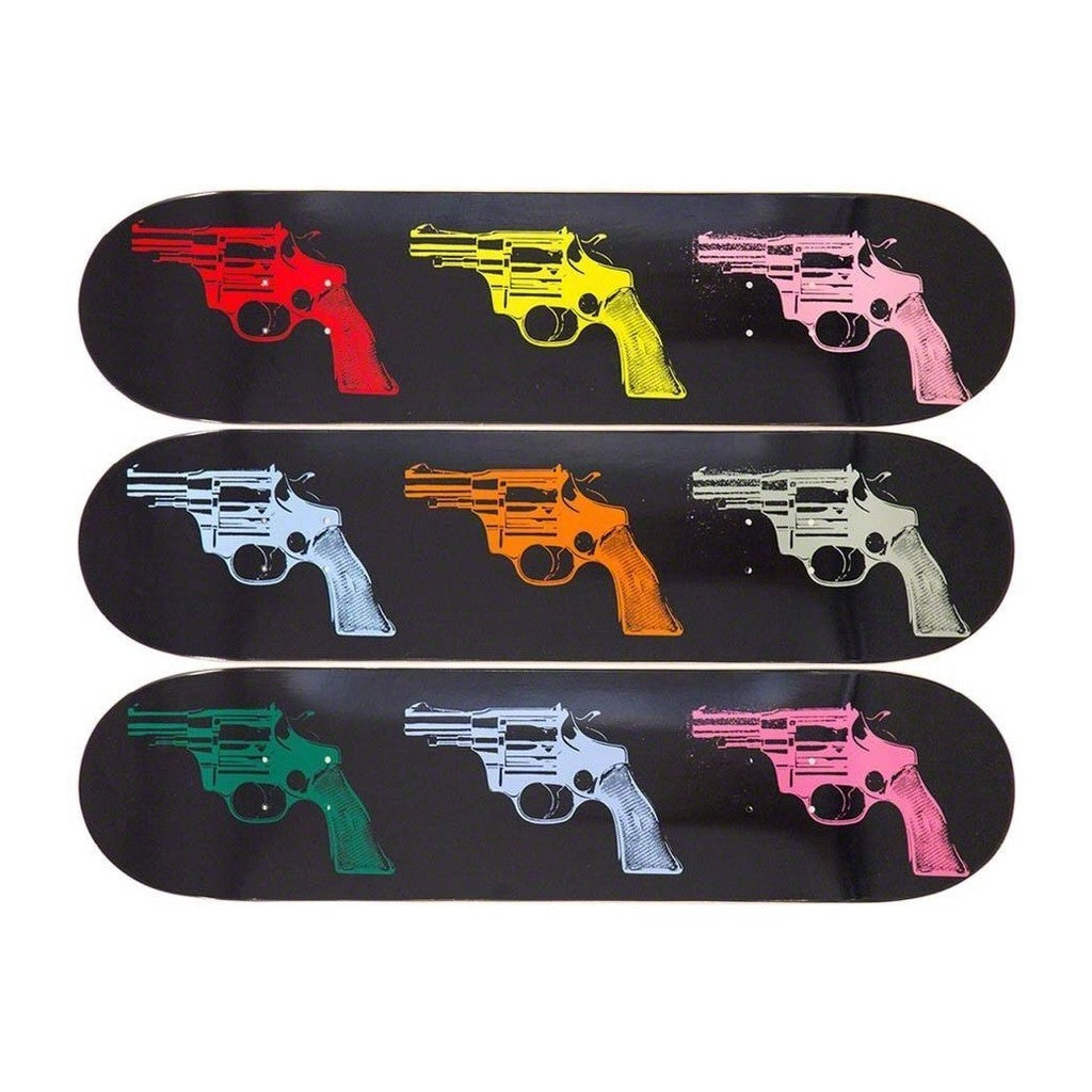 Andy Warhol Guns Triptych Skateboard Decks - Limited Edition Art Skateboards for Collectors & Street Skaters - Perfect for Home Decor, Skateboarding & Gifts