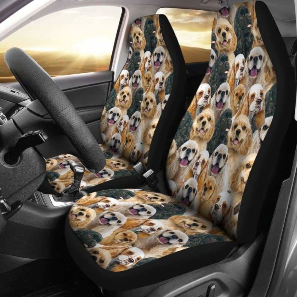 American Cocker Spaniel Full Face Car Seat Covers - Waterproof Pet Seat Protector for Dogs - Perfect for Road Trips, Daily Commutes & Vet Visits (Model 195016)