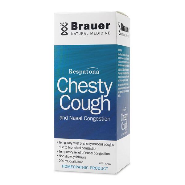 Brauer Respatona Chesty Cough Relief Liquid for Adults & Kids - Natural Herbal Remedy for Chest Congestion & Cough - Day & Night Use