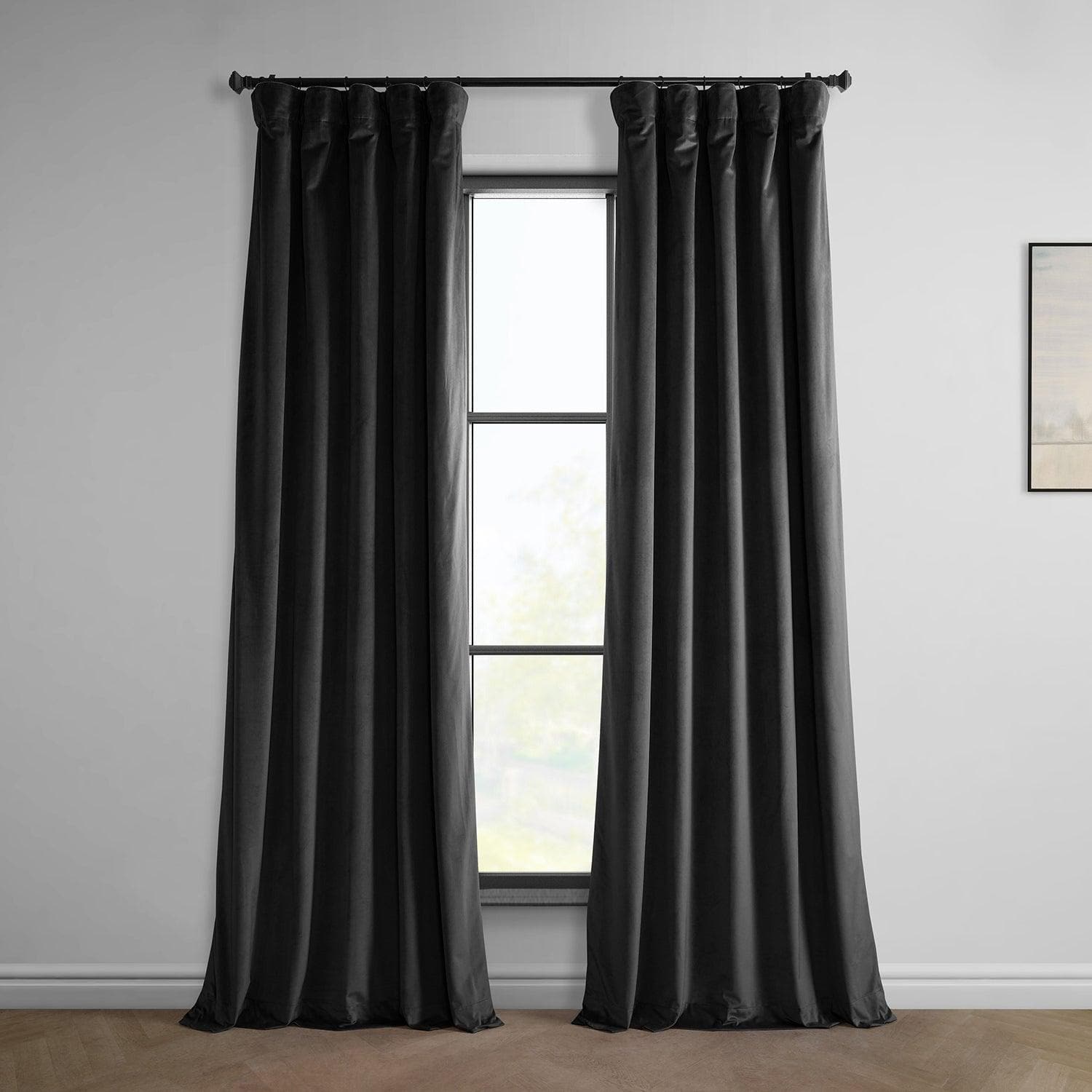 Blackout Curtains for Bedroom - Plush Velvet Black Heritage Design, Thermal Insulated & Noise Reducing Window Drapes - Perfect for Home Theater, Nursery & Light-Sensitive Sleepers