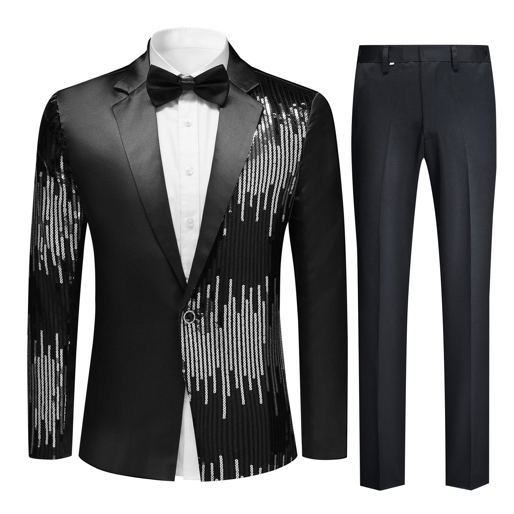 Elegant Black Sequin Prom Suit 2-Piece Set for Women | Sparkling Formal Outfit for Homecoming, Party & Special Occasions