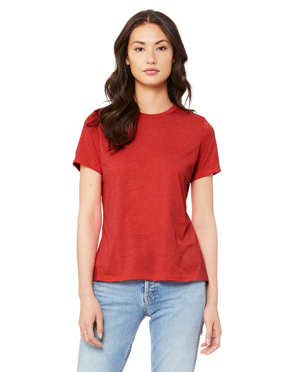 Bella + Canvas 6400CVC Women's Relaxed Fit Heather Short Sleeve T-Shirt - Soft Cotton Blend Tee for Casual Wear, Gym, and Everyday Outfits