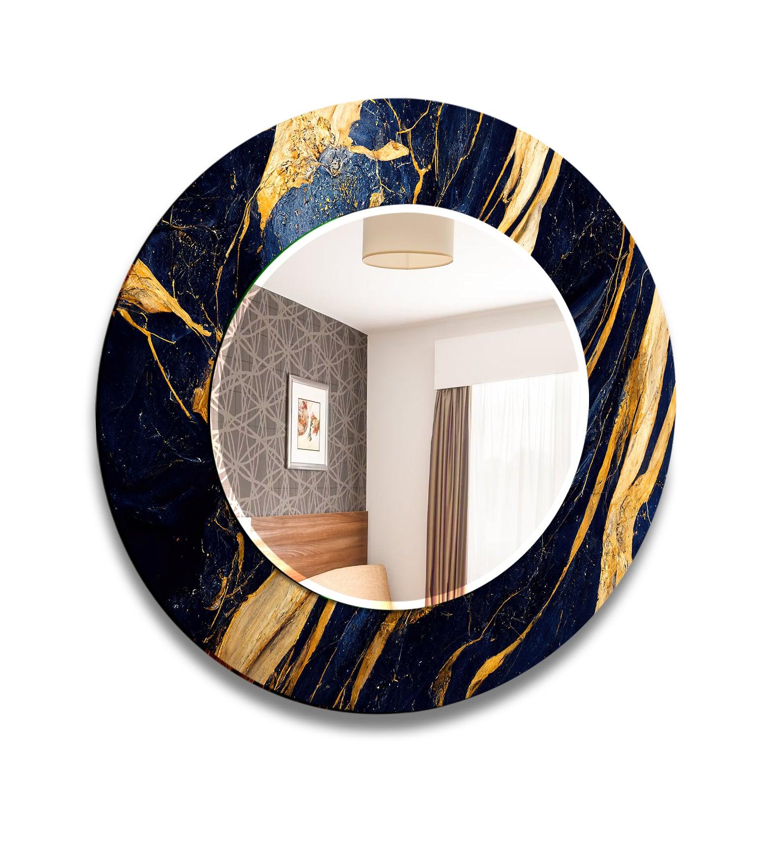 Elegant Black and Gold Round Wall Mirror - 24 Inch Decorative Hanging Mirror for Living Room, Bedroom, or Entryway Decor