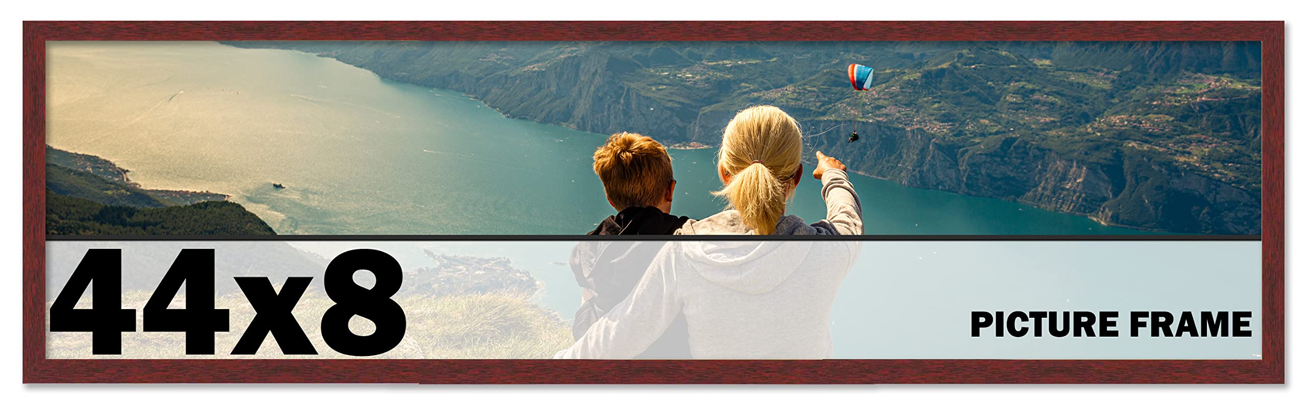 44x8 Inch Modern Brown Wood Picture Frame - Shatterproof UV Acrylic Front & Acid-Free Backing for Family Photos - Wall Decor for Living Room, Bedroom, Office (No Mat Included)